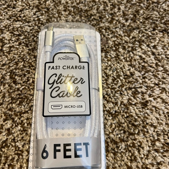 Powertek FastCharge Glitter Cable Micro-USA 6ft. 3 Available Black, White, green - Picture 5 of 6